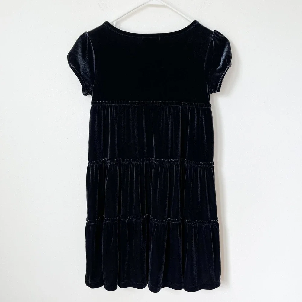 Gap Kids Velvet Tiered Dress Girls XL 12 Black